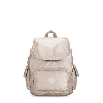 Plecaki Kipling City Pack Small Metallic Beżowe | PL 1700FD